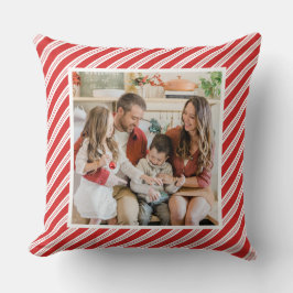 Festive Candy Cane Striped Christmas Red White Kudde