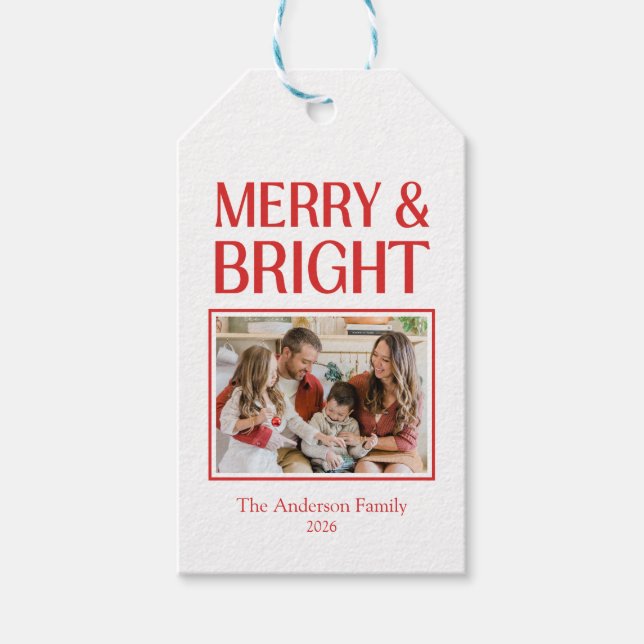 Festive Candy Cane Striped Christmas Red White Presentetikett (Framsidan)