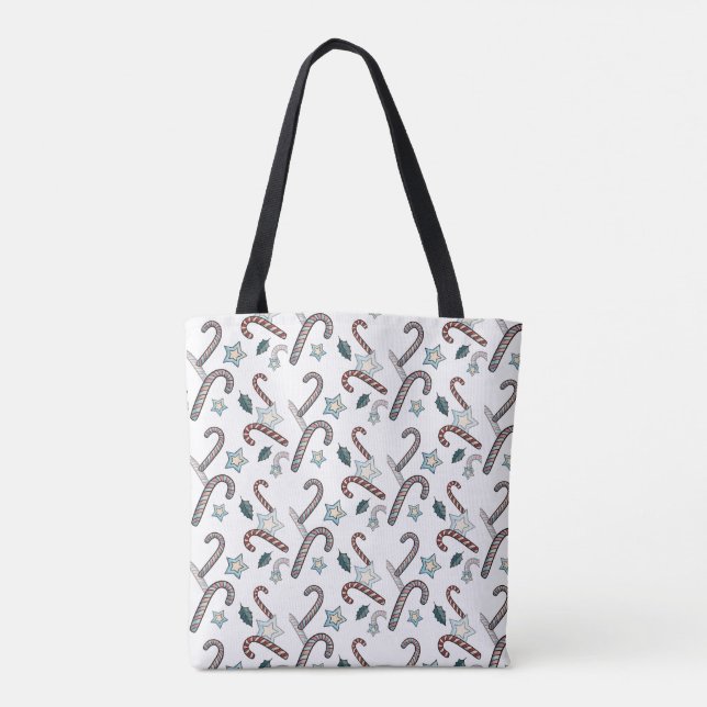 Festive Candy cane Tote Bag - julen Helgdag Tygkasse (Baksida)