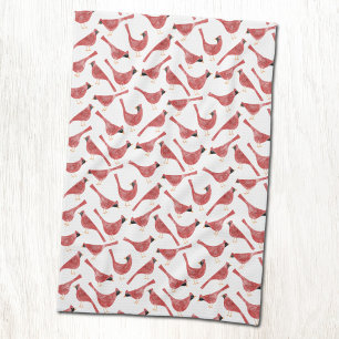 Festive Cardinal Bird Watercolor Kökshandduk