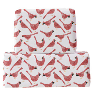 Festive Cardinal Bird Watercolor Presentpapper