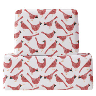 Festive Cardinal Bird Watercolor Presentpapper