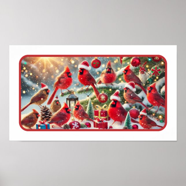 Festive Cardinals jul Firande Poster (Framsidan)