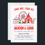 Festive Carnival Circus Show Kid Joint Birthday Inbjudningar<br><div class="desc">Modern Circus Carnival-festival show Kid Joint Birthday-inbjudan</div>