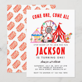 Festive Carnival Circus Show Party Kid Birthday Inbjudningar