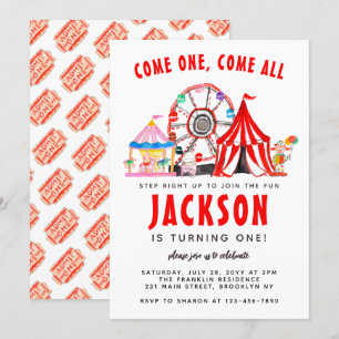 Festive Carnival Circus Show Party Kid Birthday Inbjudningar