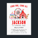 Festive Carnival Circus Show Party Kid Birthday Vykort<br><div class="desc">Modern Circus Carnival-festival Visa kallelse på födelsedagen</div>