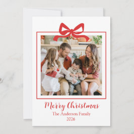 Festive Casual Merry Christmas Photo Red Card Julkort