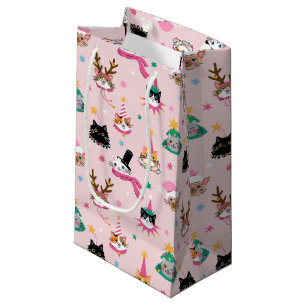 Festive Cat Ansikte i Helgdag Hats Mönster