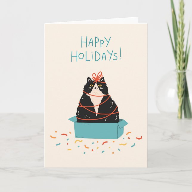 Festive Cat Helgdag Helgkort (Framsida)