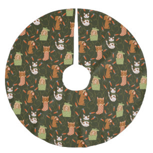 Festive Cat Hund jul-Grönten Ljus Julgransmatta Borstad Polyester