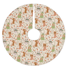 Festive Cat Hund jul-Gulten Ljus Julgransmatta Borstad Polyester