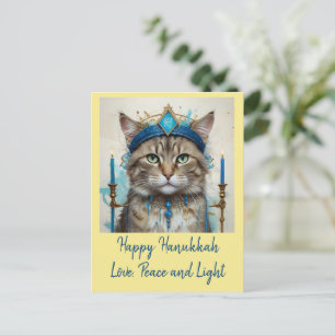 Festive Cat in Disguise Playful Hanukkah Hälsning Helg Vykort