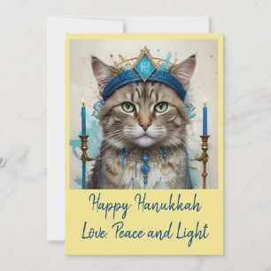 Festive Cat in Disguise Playful Hanukkah Hälsning Julkort