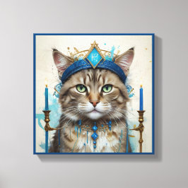 Festive Cat in play hanukkah Disguise Canvastryck