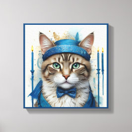 Festive Cat in play hanukkah Disguise Canvastryck