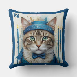 Festive Cat in play hanukkah Disguise Kudde