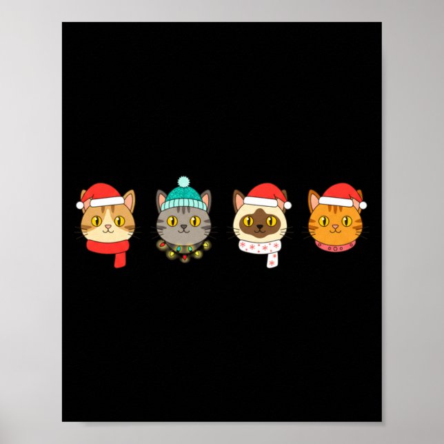Festive Cat Lineup, Holiday Cat Art Cat Lovers, Ca Poster (Framsidan)