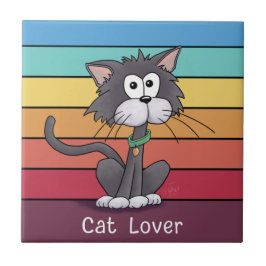 Festive Cat Lover Ceramic Tile Kakelplatta