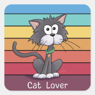 Festive Cat Lover Fyrkantigt Klistermärke