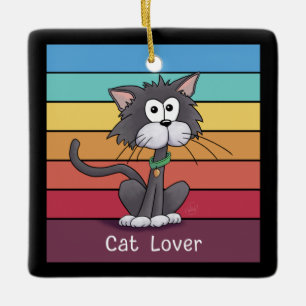 Festive Cat Lover Julgransprydnad Keramik