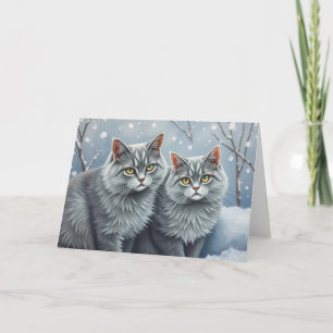 Festive Cats Card Tack Kort