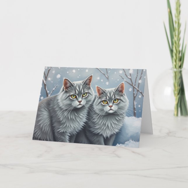 Festive Cats Card Tack Kort (Framsida)
