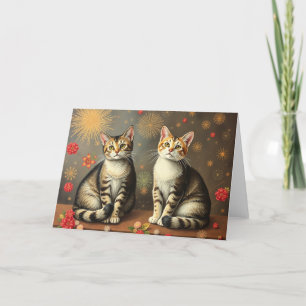 Festive Cats Card Tack Kort