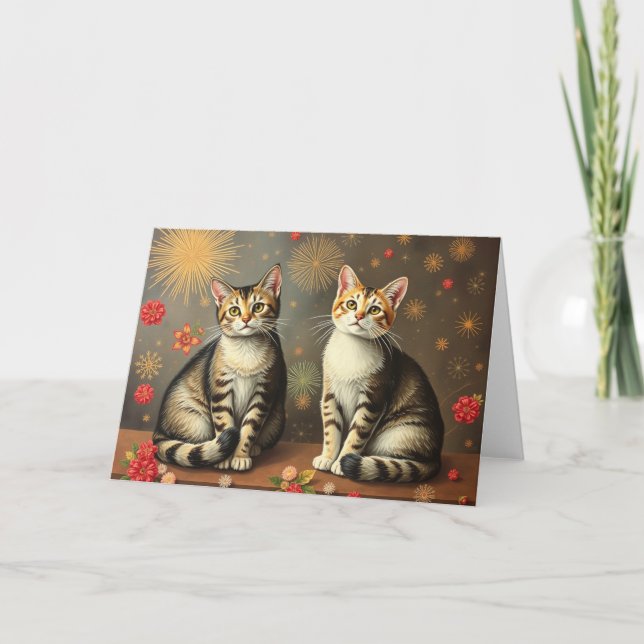 Festive Cats Card Tack Kort (Framsida)
