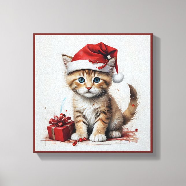 Festive Cats in jul Costumes - Helgdag Vibes Canvastryck (Framsida)