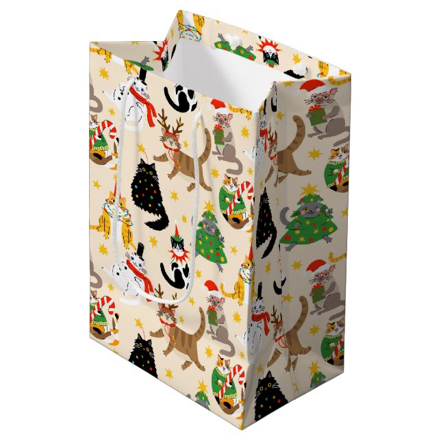 Festive Cats-jul Mönster (Framsidan Vinklad)