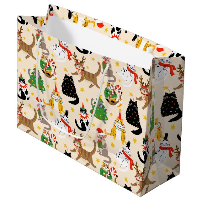 Festive Cats-jul Mönster (Framsidan Vinklad)