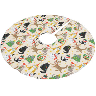 Festive Cats-jul Mönster Julgransmatta Borstad Polyester