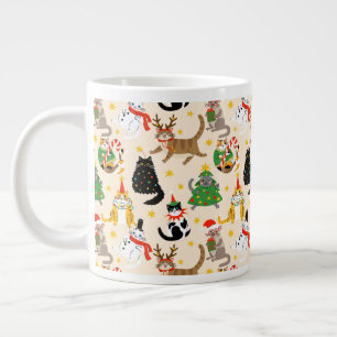 Festive Cats-jul Mönster Jumbo Mugg
