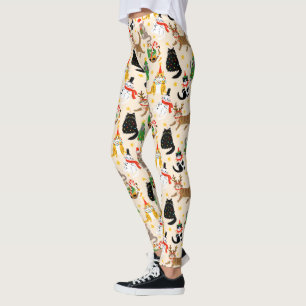 Festive Cats-jul Mönster Leggings