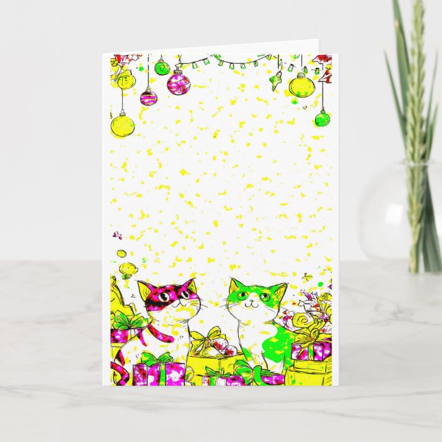 Festive Cats with Gifts  Kort (Framsida)