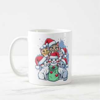 Festive Cats with Santa Hats and Helgdag Cheer Kaffemugg