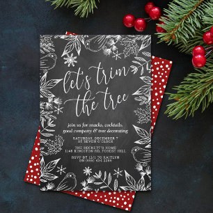 Festive Chalkboard Träd Trimming Party Inbjudningar