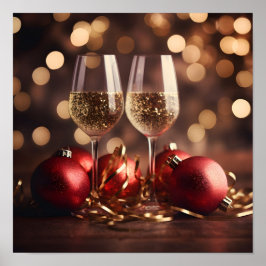 Festive champagne glass helgdag poster