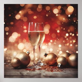 Festive champagne glass helgdag poster