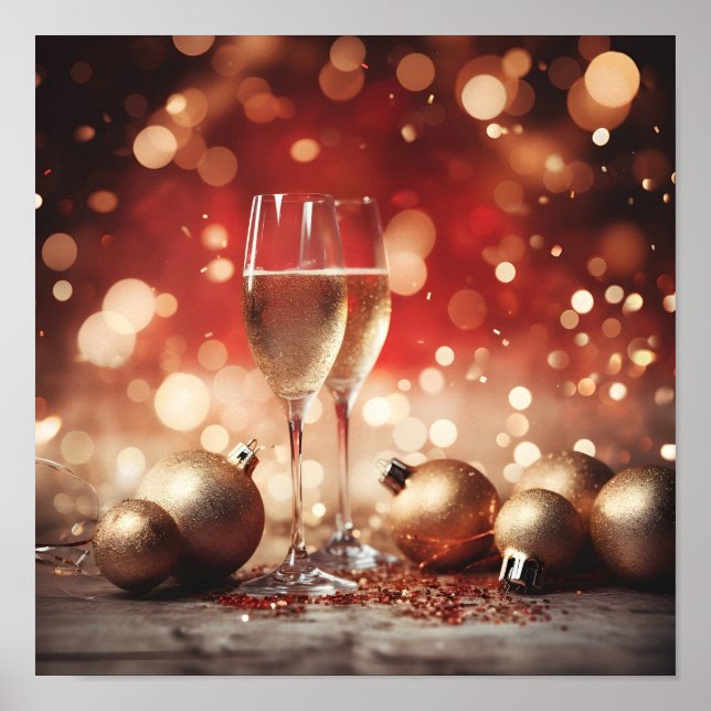 Festive champagne glass helgdag poster (Framsidan)