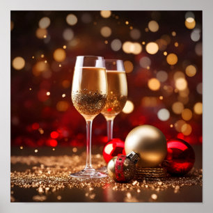Festive champagne glass helgdag poster
