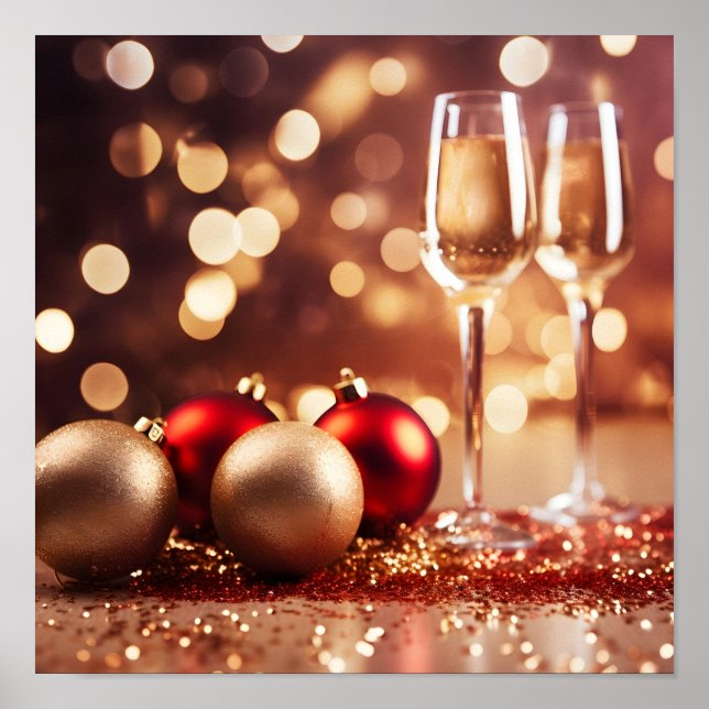 Festive champagne glass helgdag poster (Framsidan)