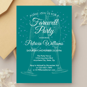 Festive Champagne Womens Farewell Firande Inbjudningar