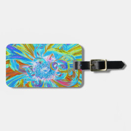 Festive Chartreuse och Blue Dahlia Flower Petals Bagagebricka