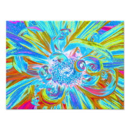 Festive Chartreuse och Blue Dahlia Flower Petals Fototryck