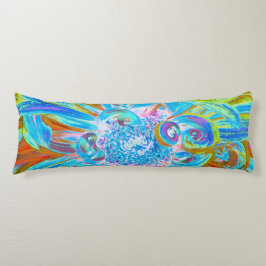 Festive Chartreuse och Blue Dahlia Flower Petals Kroppskudde