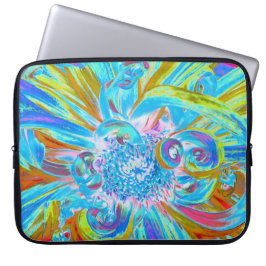 Festive Chartreuse och Blue Dahlia Flower Petals Laptop Fodral