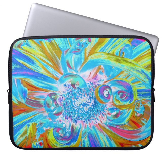 Festive Chartreuse och Blue Dahlia Flower Petals Laptop Fodral (Framsidan)