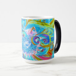 Festive Chartreuse och Blue Dahlia Flower Petals Magisk Mugg